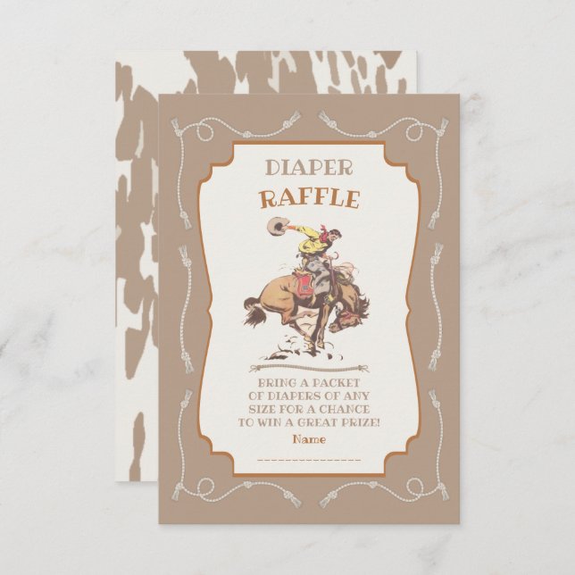 Convite Fralda Raffle do Bronco do cowboy Ocidental (Frente/Verso)