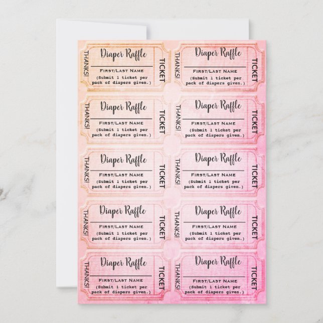 Convite Fralda Raffle Ingressa Chá de fraldas Cotovelo (Frente)