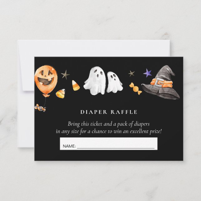 Convite Fralda Raffle Little Boo Black (Frente)