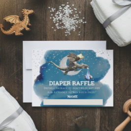 Convite Fralda Raffle Little Knight Dragon Silver Star