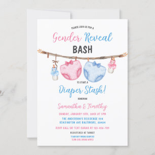 Convite Fralda Stash Clothesline Revelação de Gênero