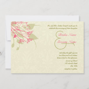 Convite Framboesa, Dandelion, Casamentos tema damasco