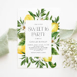 Convite Frame Botânico de Limão de Aquarela Doce 16<br><div class="desc">Convide convidados para o seu evento com este convite de festas 16 doce e personalizável. Apresenta uma estrutura aquarela de limões e flores de limão com a tipografia moderna. Personalize adicionando seus detalhes. Este doce e limão 16 convite é perfeito para festas de aniversário de verão</div>