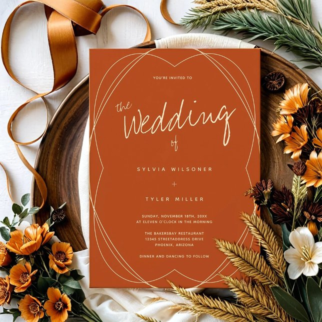Convite Frame Burnt Orange Wedding (Get this invitation for your beautiful wedding.)