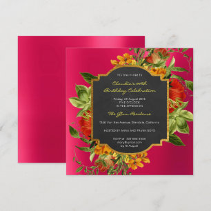 Convite Frame cor-de-rosa, Frame Dourado Barroco Floral