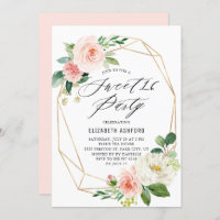 Frame Dourado geométrico Rosa Florais Doce 16 Part