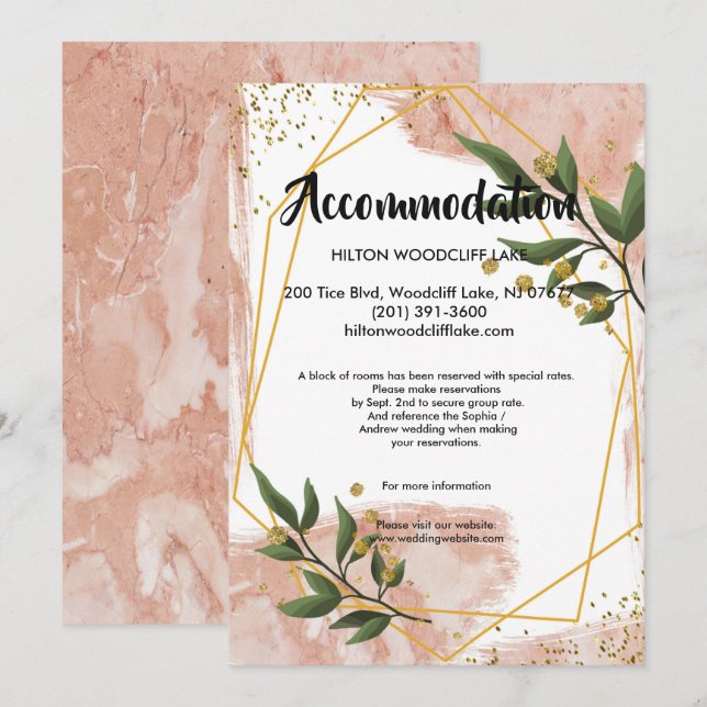 Convite Frame Dourado moderno - Árvore de marfim de acomod (Frente/Verso)