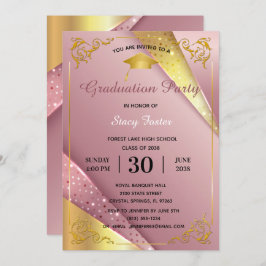 Convite Frame Faroado de Satin Rosa-Rosa festa de formatur