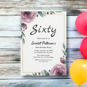 Convite Frame Floral Rustic Boho 60º Aniversário