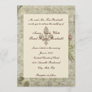 Convite francês do casamento da colagem do vintag