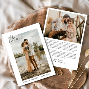 Convite Francês Français Wedding Obrigado Foto Minimalista