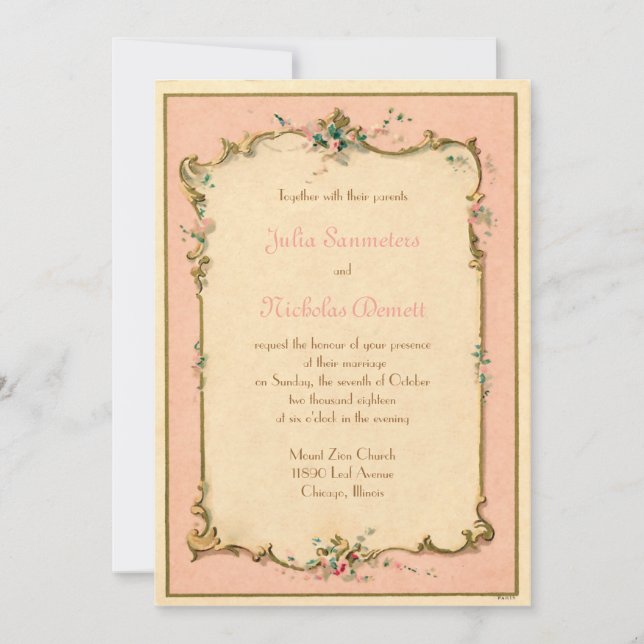 Convite francês parisiense da etiqueta do perfume (Frente)