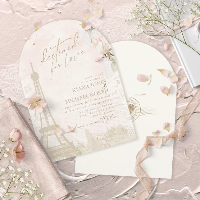 Convite Francês Romance Wedding Blush Arch ID870 (Criador carregado)