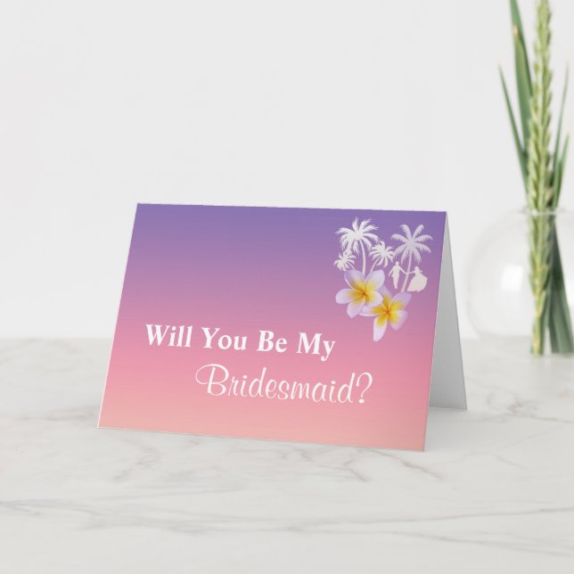 Convite Frangipani Beach Wedding Bridesmaid Request (Frente)