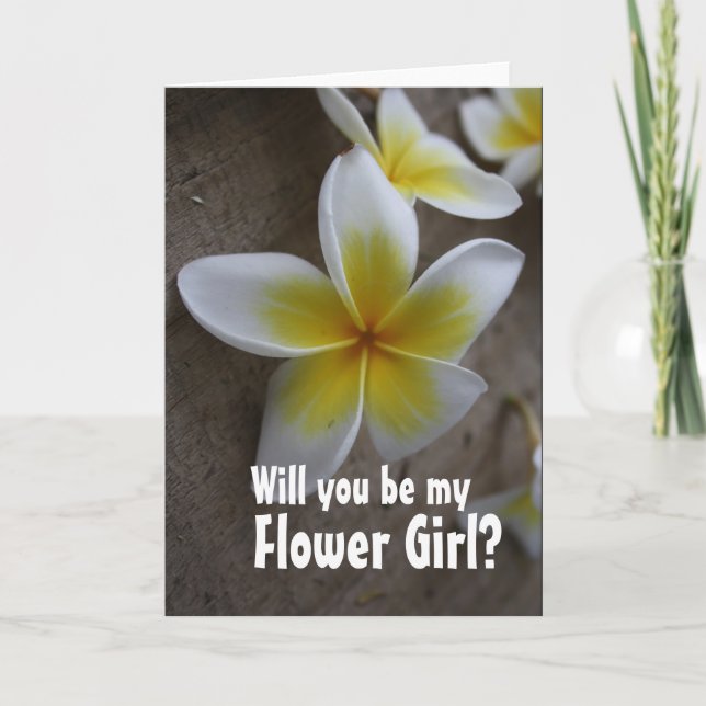 Convite Frangipani Wedding Flower Girl Request Cards (Frente)