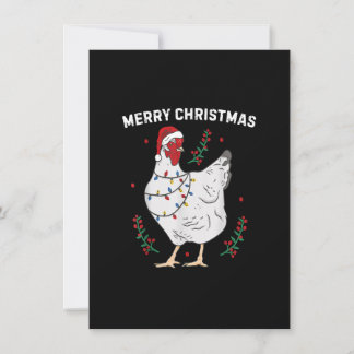 Convite Frango Feliz Natal Engraçado Santa Hat Chicken Li