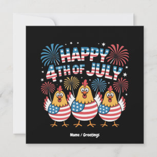 Convite Frango Patriótico Engraçado 4 de julho, Bandeira d