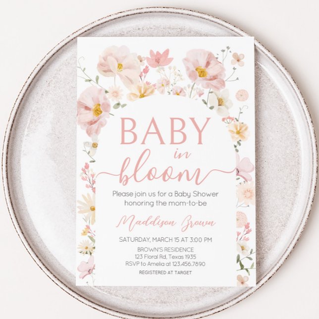 Convite Frangos de flor selvagem em Chá de fraldas (Wildflower Baby in Bloom Baby Shower Invitation
)