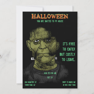 Convite Frankenstein Halloween Monster Festa Perigosa