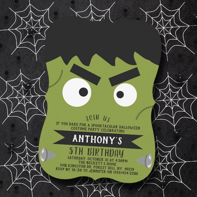 Convite Frankenstein Monster Halloween Qualquer Aniversári (Criador carregado)