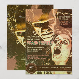 Convite Frankenstein Retro Terror Vintage