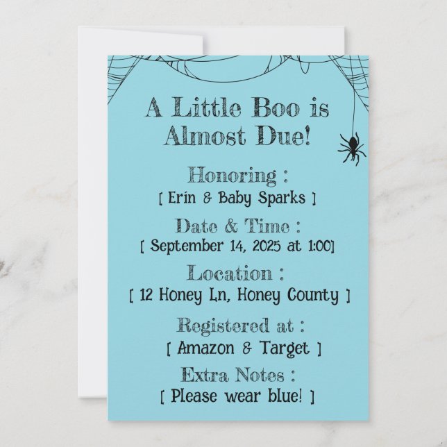 Convite Frankie Boo Crew Baby Shower Invitation – Editable (Verso)