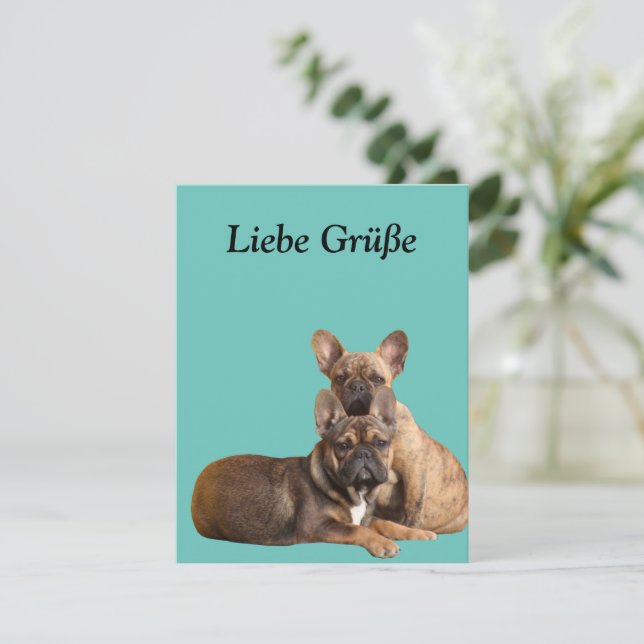 Convite Französische Bulldogge Postkarte (Em pé/Frente)