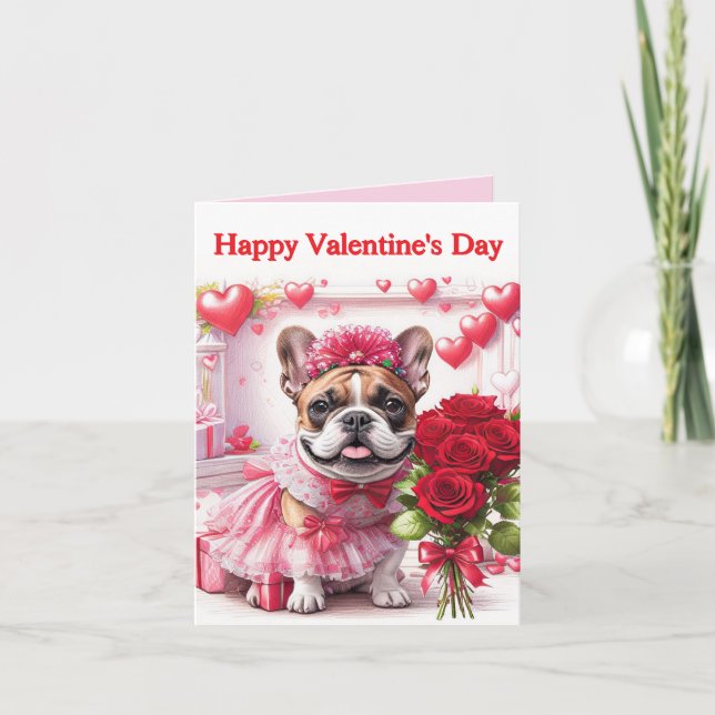 Convite Französische Bulldogge Rosen French Bulldog (Frente)