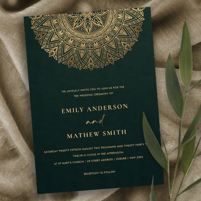 CONVITE FRASCO DE ORNAMENTADO CLÁSSICO DOURADO E VERDE MOR (Criador carregado)