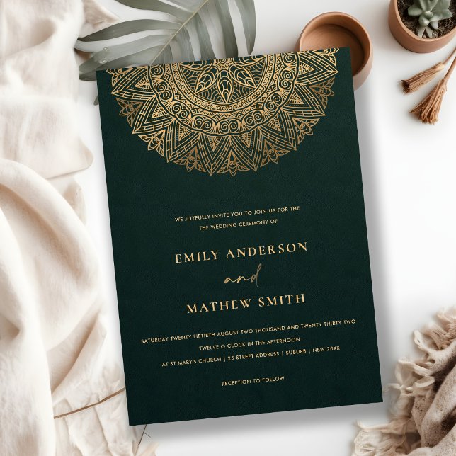 CONVITE FRASCO DE ORNAMENTADO CLÁSSICO DOURADO E VERDE MOR (Criador carregado)