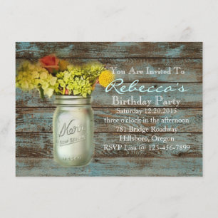 Convite frasco de pedreiro ocidental do wildflower do