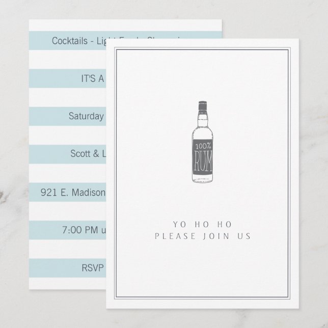 Convite Frasco de Rum de Partido - Partido Yo Ho Ho Cockta (Frente/Verso)