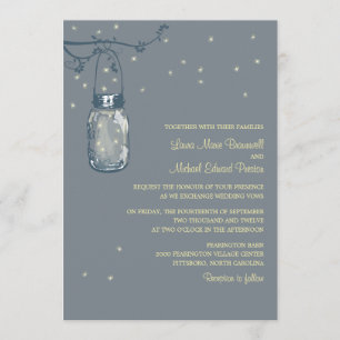 Convite Frasco e vaga-lume de pedreiro que Wedding