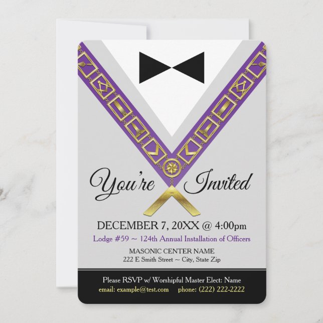 Convite Freemason - Grande Mestre Masonic Jewel (Frente)