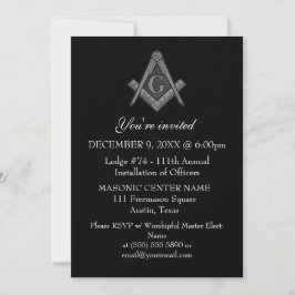 Convite Freemason Masonry Black Masonic