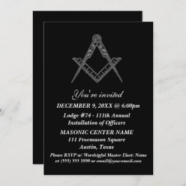 Convite Freemason Masonry Black Masonic