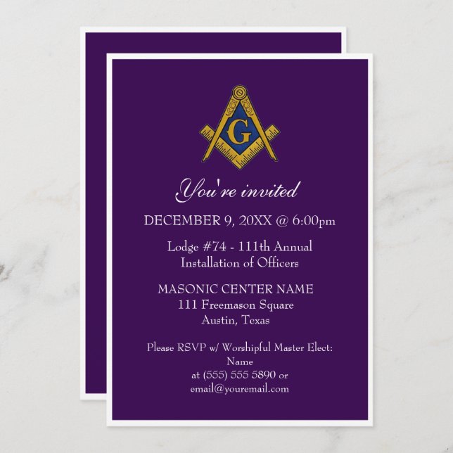 Convite Freemason Masonry Black Masonic Puro (Frente/Verso)