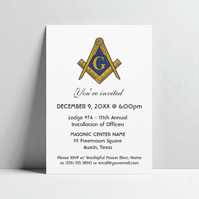 Convite Freemason Masonry Square e Compass Masonic (Criador carregado)
