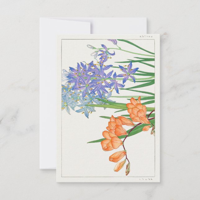 Convite Freesia Flower Japonês Woodblock Art de Tanigami (Frente)