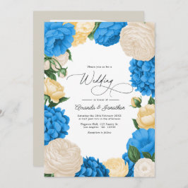Convite French Blue/Buttercream & Soft Gold Floral Wedding