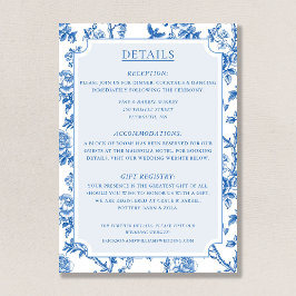 Convite French Blue Floral Toile de Jouy Wedding Details