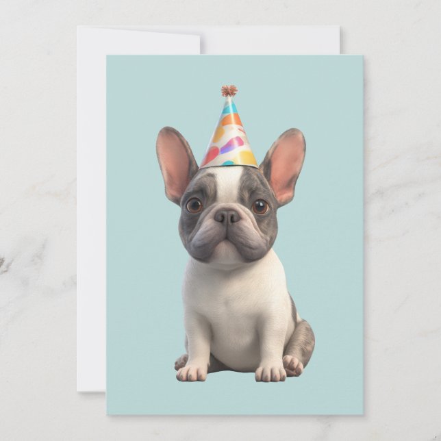 Convite French Bulldog Birthday Party (Frente)