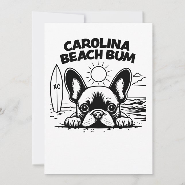 Convite French Bulldog Carolina Beach Bum (Frente)