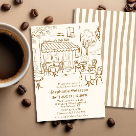 Convite French Coffee Shop Themed Cafe Bebe Baby Shower