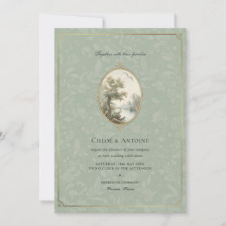 Convite French Pastoral Sage Green Wedding Invitation