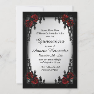 Convite French Quarter Goth Prata Quinceañera 