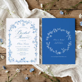 Convite French Wildflower Toile Blue Bridal Shower
