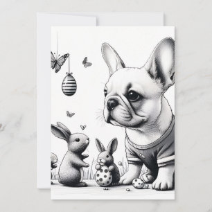 Convite Frenchie e bunnies