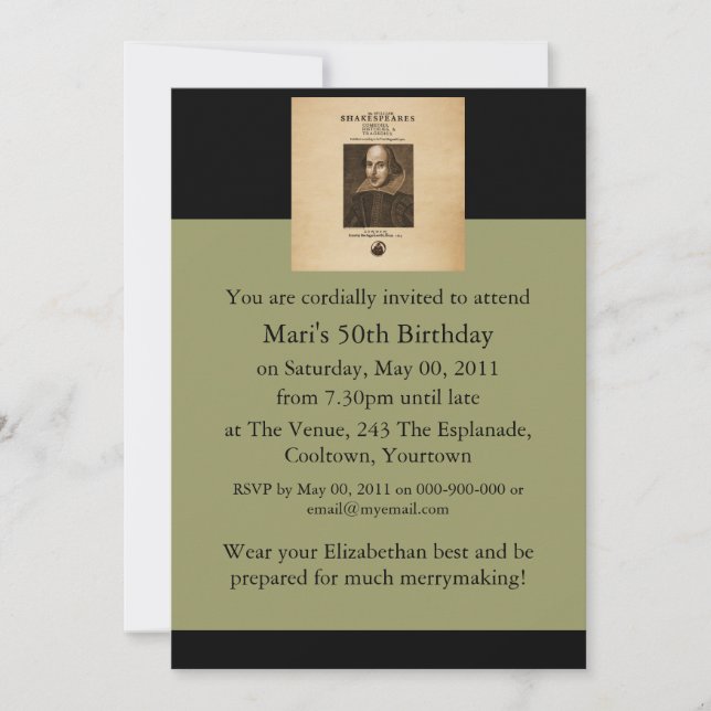 Convite Frente à primeira pasta de Shakespeare (Frente)