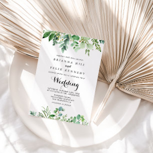 Convite Frente Botânica Eucalipto Verde e Casamento Trase